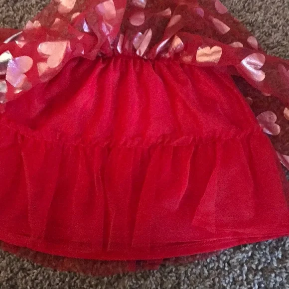 🎉HP-X2🎉 Red Ruffle Silver Heart Little Heart Tutu - Picture 3 of 3